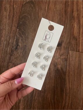 Forever 21 Rhinestone Hair Rings Set | 8-Piece Silver Hair Cuffs | NWT